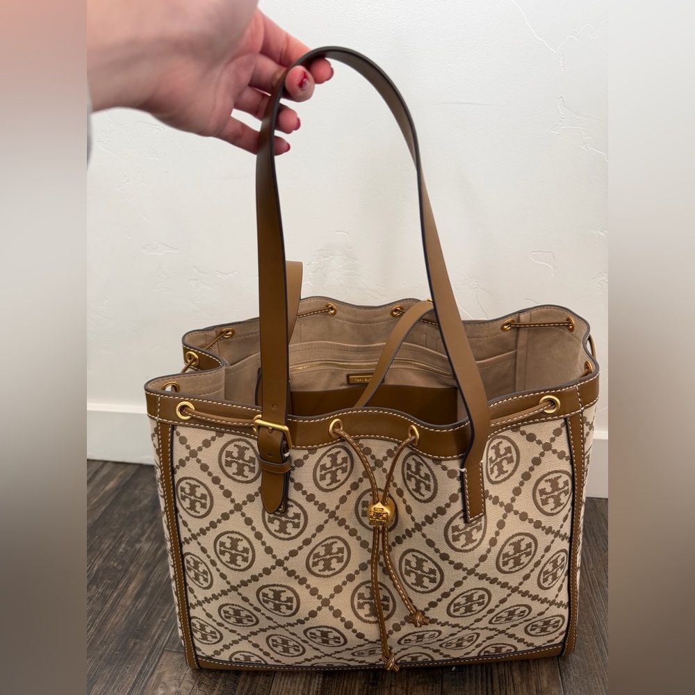 Tory Burch Monogram Drawstring Tote - Picture 4 of 16